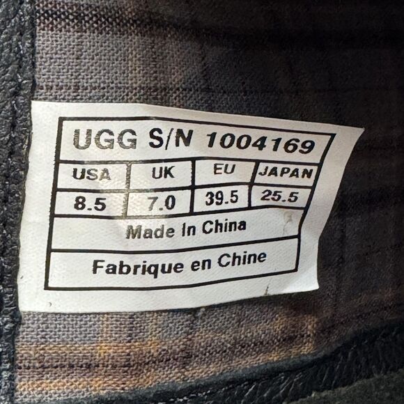 UGG Boots Womens Size 8.5 Black Leather Harness Riding Tall Zip Studded Buckle - Picture 9 of 9